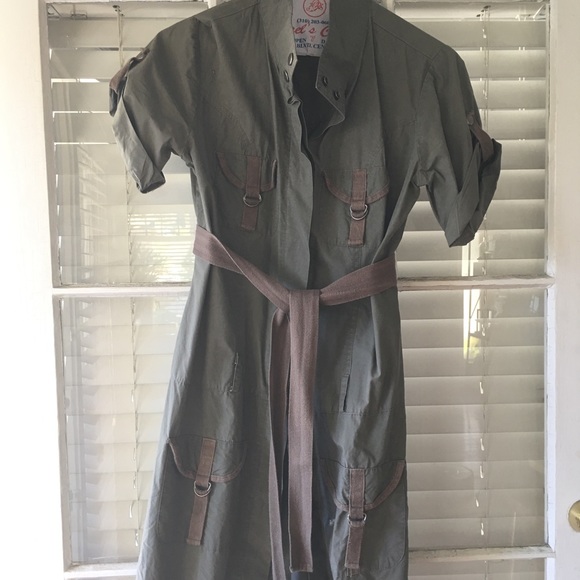 Mossimo Supply Co. Dresses & Skirts - Mossimo Supply Co. Olive Green Utility Midi Shirt Dress